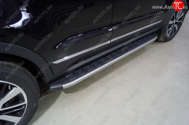 21 999 р. Пороги алюминиевые с пластиковой накладкой, ТСС Тюнинг  Changan CS55 (2017-2025) дорестайлинг, рестайлинг (карбон серебро)  с доставкой в г. Кемерово