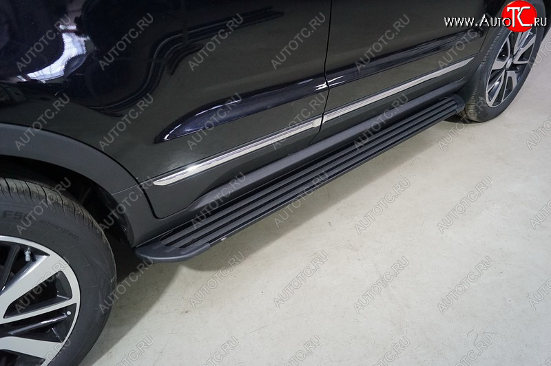 21 999 р. Пороги алюминиевые Slim Line ТСС Тюнинг  Changan CS55 (2017-2025) дорестайлинг, рестайлинг (Black)  с доставкой в г. Кемерово