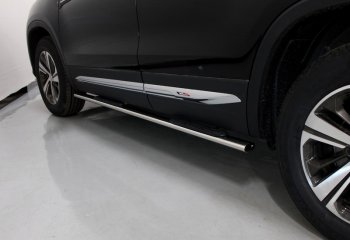 Пороги овальные с накладкой 75*42 мм ТСС Тюнинг Changan CS55 Plus (2019-2021) (серые)