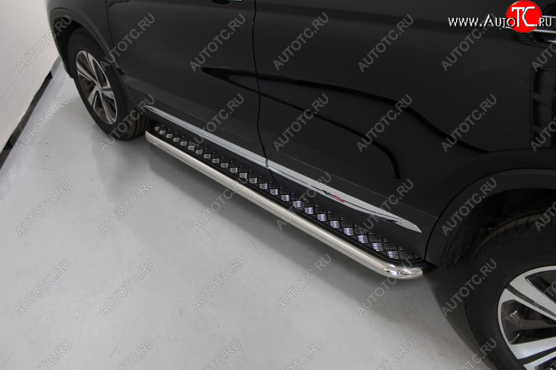 41 849 р. Пороги с площадкой 60,3 мм ТСС Тюнинг Changan CS75 1-ый рестайлинг (2018-2022) (серые)  с доставкой в г. Кемерово