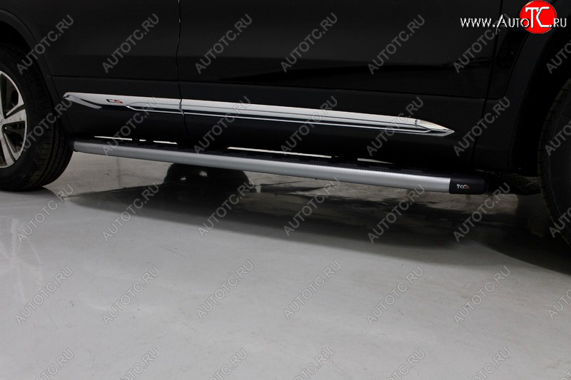 21 999 р. Пороги алюминиевые с пластиковой накладкой, ТСС Тюнинг  Changan CS75 (2018-2022) 1-ый рестайлинг (карбон серебро)  с доставкой в г. Кемерово