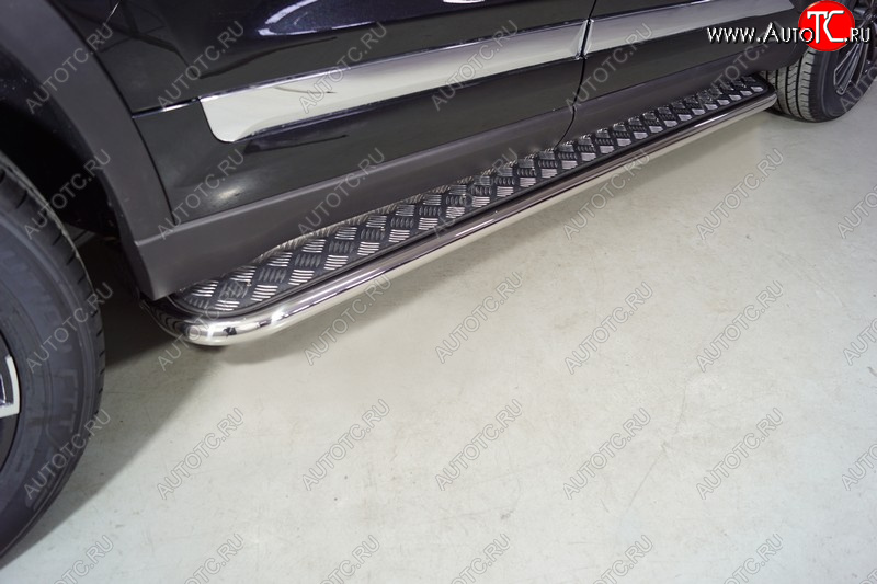 30 099 р. Пороги с площадкой 42,4 мм ТСС Тюнинг Chery Tiggo 8 PRO (2021-2025) (серые)  с доставкой в г. Кемерово