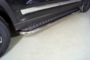 Пороги с площадкой 75*42 мм ТСС Тюнинг Chery Tiggo 8 PRO (2021-2025) (серые)