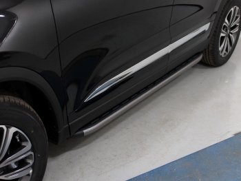 Пороги алюминиевые с пластиковой накладкой ТСС Тюнинг Chery Tiggo 8  (T18) (2019-2025) рестайлинг (карбон серые)