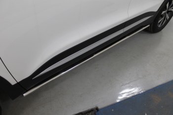 Пороги овальные с накладкой 75*42 мм ТСС Тюнинг Chery Tiggo 7 PRO (2019-2025) (серые)