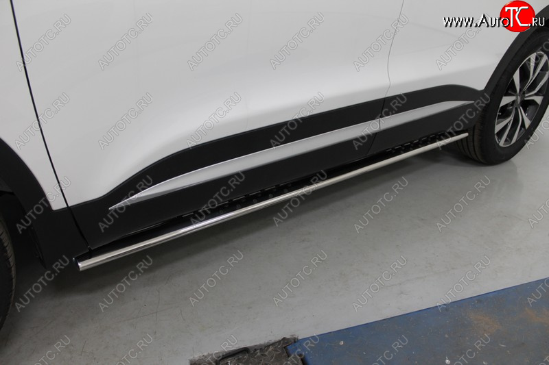 33 799 р. Пороги овальные с проступью 75х42 мм ТСС Тюнинг Chery Tiggo 7 PRO (2019-2025) (серые)  с доставкой в г. Кемерово