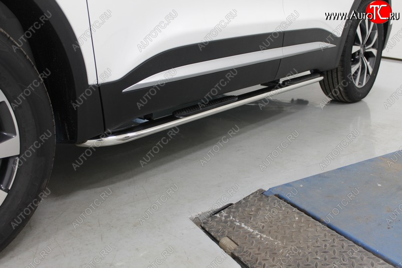 34 749 р. Пороги овальные гнутые с накладкой 75х42 мм ТСС Тюнинг Chery Tiggo 7 PRO (2019-2025) (серые)  с доставкой в г. Кемерово