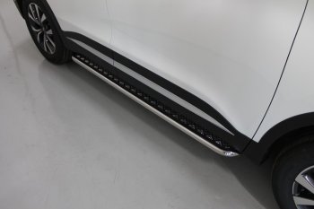 Пороги с площадкой 42,4 мм ТСС Тюнинг Chery Tiggo 7 PRO (2019-2025) (серые)