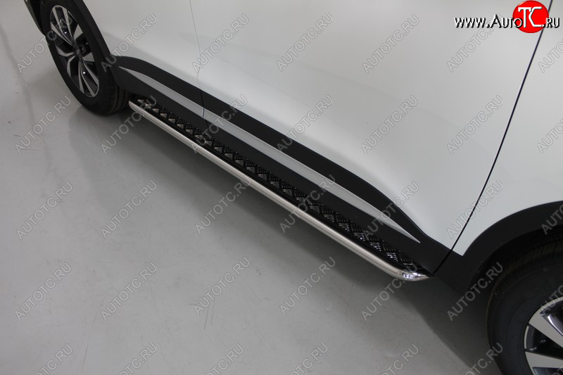 30 099 р. Пороги с площадкой 42,4 мм ТСС Тюнинг  Chery Tiggo 7 PRO (2019-2025) (серые)  с доставкой в г. Кемерово