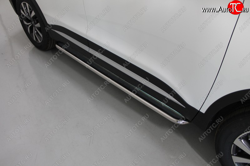 38 999 р. Пороги с площадкой 42,4 мм ТСС Тюнинг Chery Tiggo 7 PRO (2019-2025) (нержавейка)  с доставкой в г. Кемерово