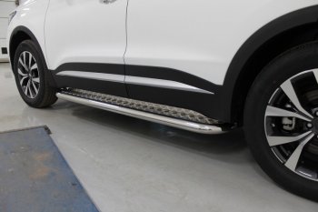 Пороги с площадкой 60,3 мм ТСС Тюнинг Chery Tiggo 7 PRO (2019-2025) (серые)