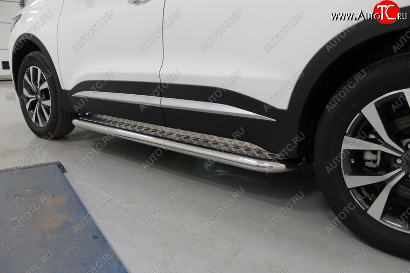 34 799 р. Пороги с площадкой 60,3 мм ТСС Тюнинг Chery Tiggo 7 PRO (2019-2025) (серые)  с доставкой в г. Кемерово