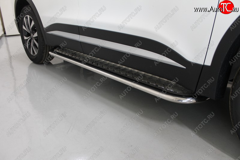 42 999 р. Пороги с площадкой 75*42 мм ТСС Тюнинг Chery Tiggo 7 PRO (2019-2025) (серые)  с доставкой в г. Кемерово