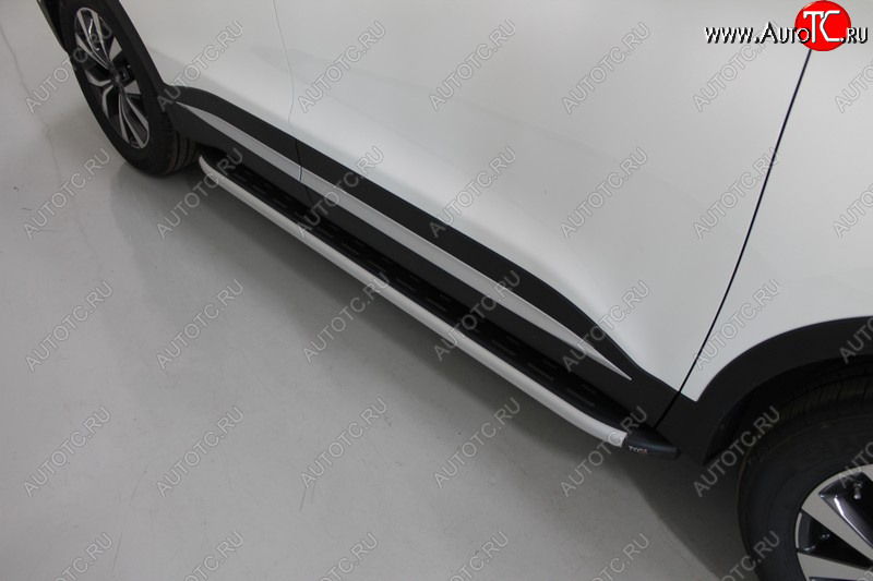 20 599 р. Пороги алюминиевые с пластиковой накладкой ТСС Тюнинг Chery Tiggo 7 PRO (2019-2025) (серые)  с доставкой в г. Кемерово