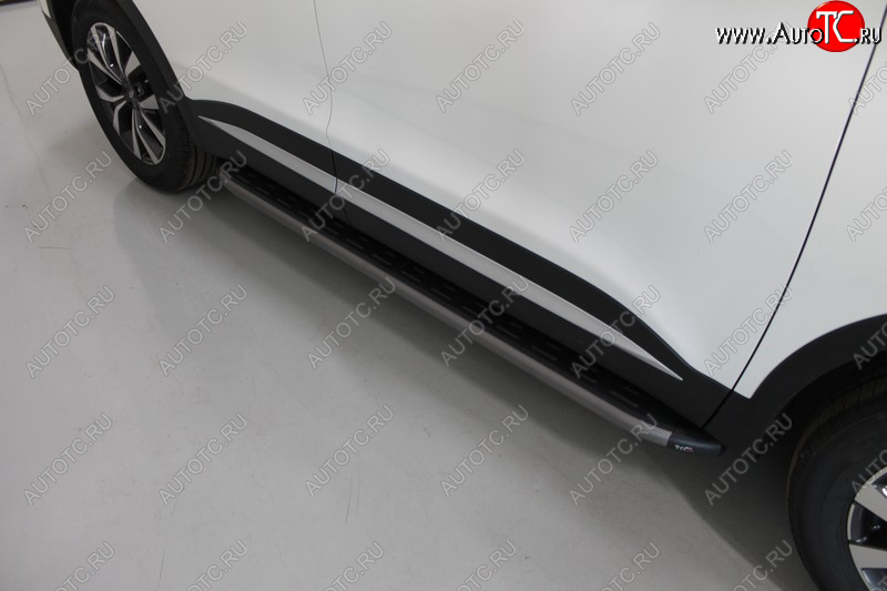 21 999 р. Пороги алюминиевые с пластиковой накладкой ТСС Тюнинг  Chery Tiggo 7 PRO (2019-2025) (карбон серые)  с доставкой в г. Кемерово