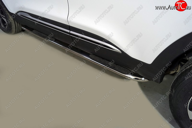32 799 р. Пороги овальные гнутые с накладкой 75х42 мм ТСС Тюнинг Chery Tiggo 4 Pro (2021-2025) (серые)  с доставкой в г. Кемерово