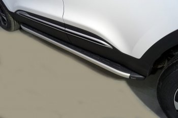 Пороги алюминиевые с пластиковой накладкой ТСС Тюнинг Chery Tiggo 4 Pro (2021-2025)