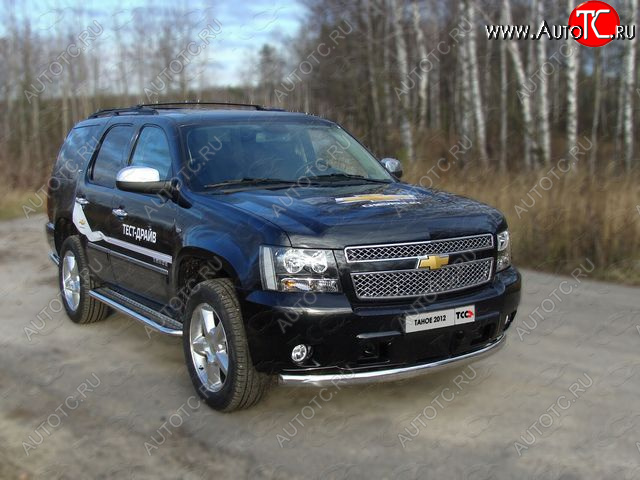 26 999 р. Защита переднего бампера овальная 75х42 мм ТСС тюнинг Chevrolet Tahoe GMT900 5 дв. (2006-2013) (нержавейка)  с доставкой в г. Кемерово
