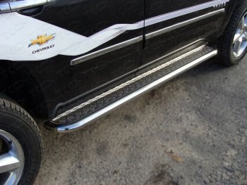 Пороги с площадкой 60,3 мм ТСС Тюнинг Chevrolet Tahoe GMT900 5 дв. (2006-2013) (серые)