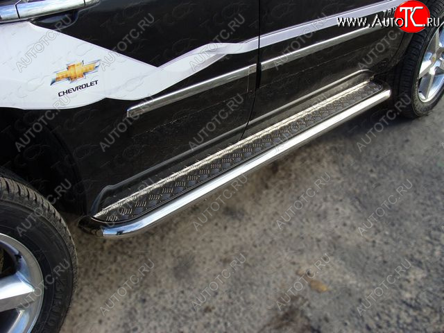 36 999 р. Пороги с площадкой 60,3 мм ТСС Тюнинг Chevrolet Tahoe GMT900 5 дв. (2006-2013) (серые)  с доставкой в г. Кемерово
