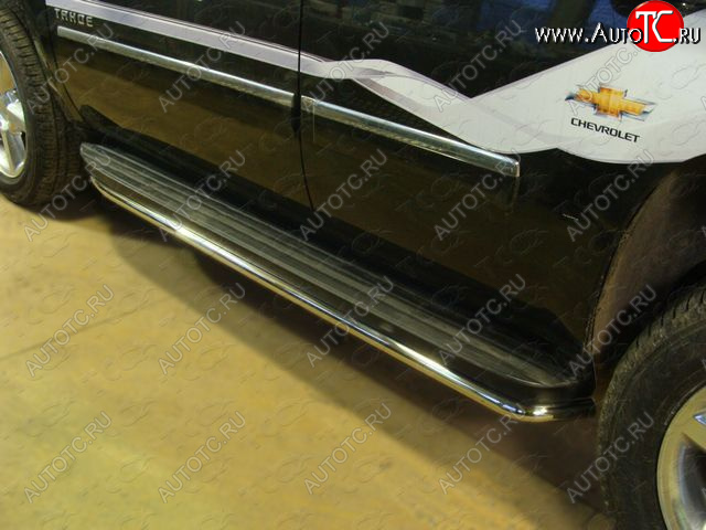25 499 р. Защита порогов алюминий 42,4 мм, ТСС Тюнинг  Chevrolet Tahoe ( GMT900,  K2UC) (2006-2021) 5 дв.  с доставкой в г. Кемерово
