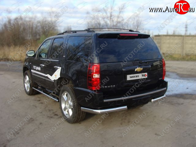 23 899 р. Защита задняя (уголки, нержавейка 75*42 мм) ТСС Тюнинг  Chevrolet Tahoe ( GMT900,  K2UC) (2006-2021) 5 дв.  с доставкой в г. Кемерово