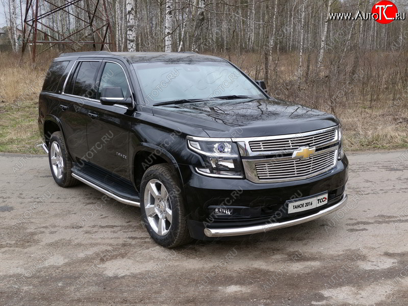 23 549 р. Защита переднего бампера нижняя 76,1 мм ТСС Тюнинг Chevrolet Tahoe GMT900 5 дв. (2006-2013) (нержавейка)  с доставкой в г. Кемерово