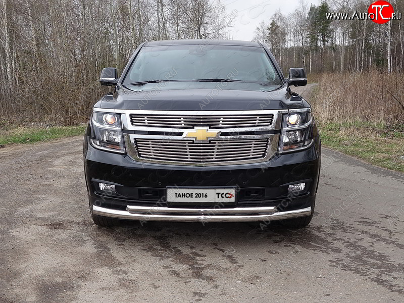 34 999 р. Защита передняя нижняя двойная 76,1*50,8 мм Тюнинг  Chevrolet Tahoe ( GMT900,  K2UC) (2006-2021) 5 дв. (нержавейка)  с доставкой в г. Кемерово