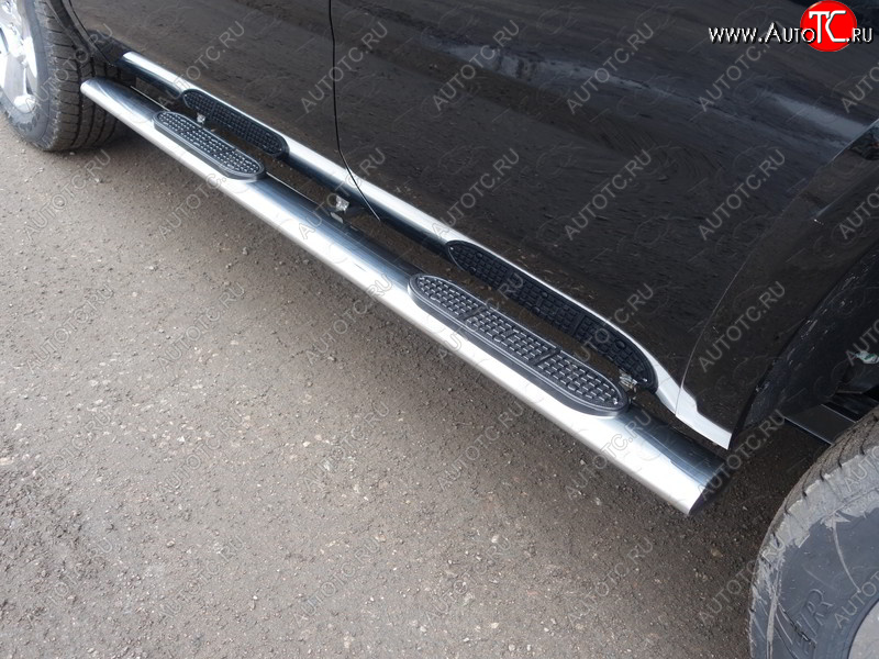 43 949 р. Пороги овальные с накладкой 120x60 мм ТСС Тюнинг Chevrolet Tahoe K2UC (2014-2021) (серые)  с доставкой в г. Кемерово