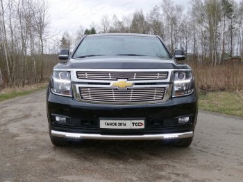 39 749 р. Защита переднего бампера нижняя с ДХО 76,1 мм ТСС Тюнинг Chevrolet Tahoe K2UC (2014-2021) (нержавейка)  с доставкой в г. Кемерово. Увеличить фотографию 1