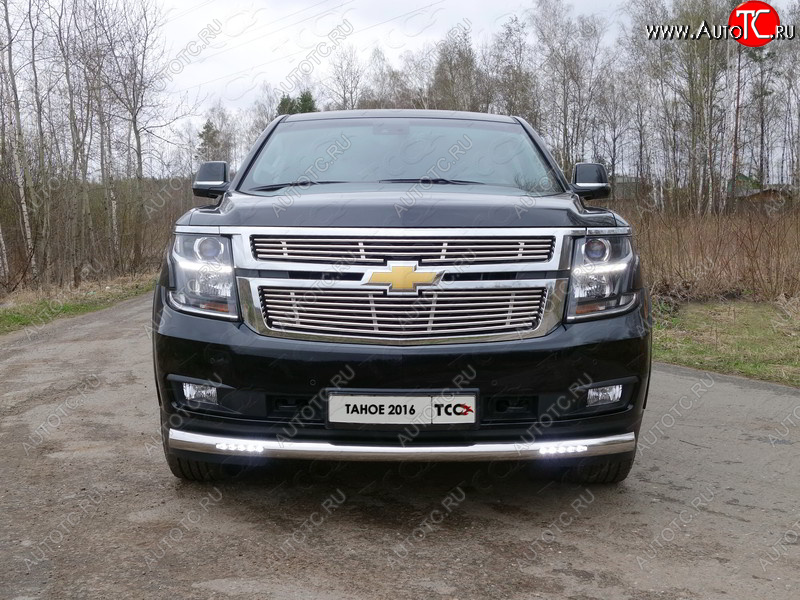 39 749 р. Защита переднего бампера нижняя с ДХО 76,1 мм ТСС Тюнинг Chevrolet Tahoe K2UC (2014-2021) (нержавейка)  с доставкой в г. Кемерово