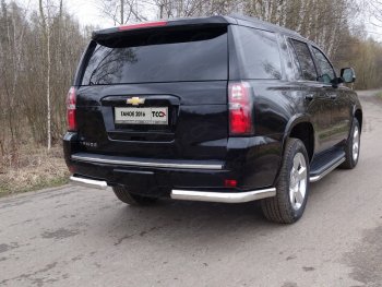 Защита задняя (уголки овальные, нержавейка 75х42 мм) ТСС Тюнинг Chevrolet Tahoe K2UC (2014-2021) ()