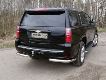 20 599 р. Защита задняя (уголки, нержавейка 76,1 мм) ТСС Тюнинг Chevrolet Tahoe K2UC (2014-2021)  с доставкой в г. Кемерово. Увеличить фотографию 1