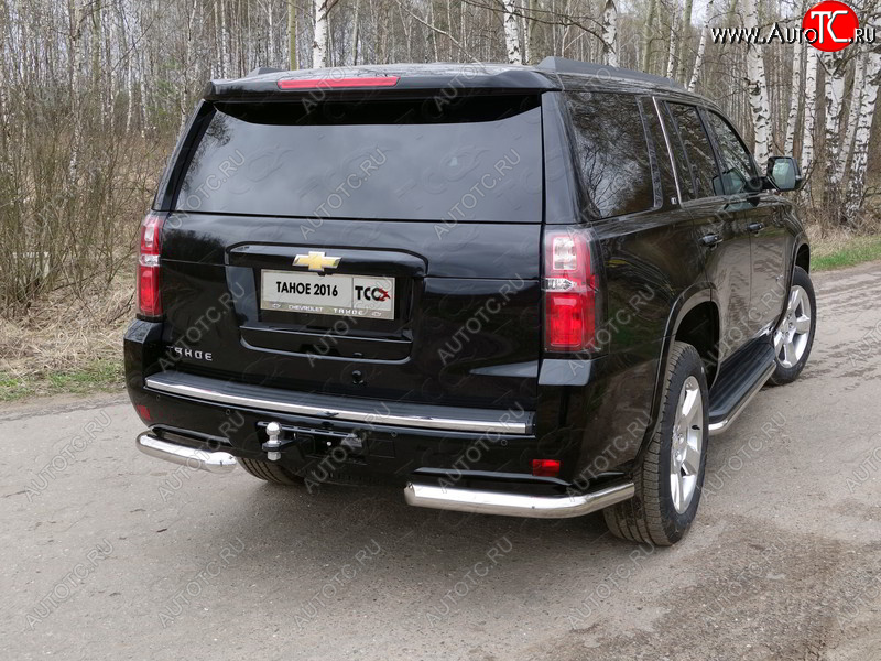 20 599 р. Защита задняя (уголки, нержавейка 76,1 мм) ТСС Тюнинг Chevrolet Tahoe K2UC (2014-2021)  с доставкой в г. Кемерово