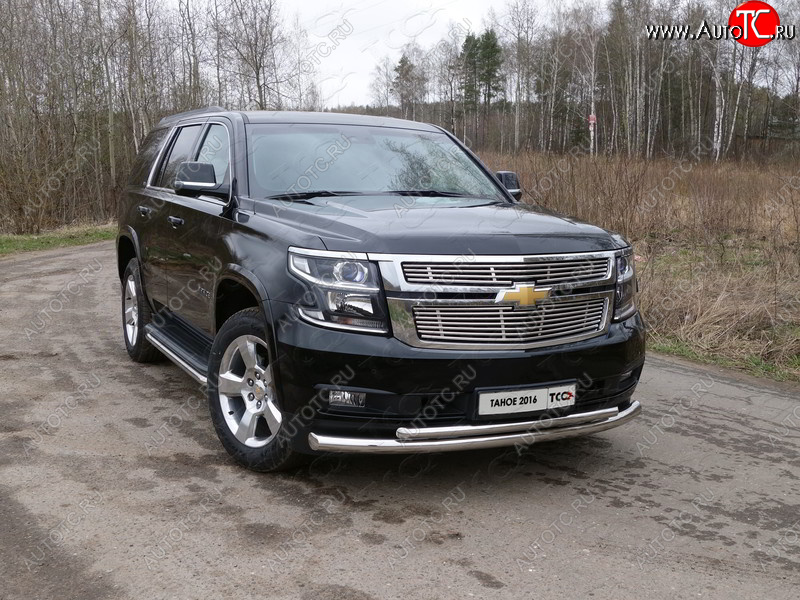 34 999 р. Защита передняя нижняя двойная 76,1*50,8 мм Тюнинг Chevrolet Tahoe K2UC (2014-2021) (нержавейка)  с доставкой в г. Кемерово