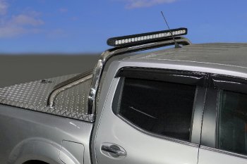 Защита кузова (для крышки) d 76,1 мм со светодиодной фарой ТСС Тюнинг Dong Feng DF6 (2022-2025) пикап (нержавейка)