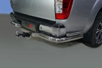 Защита заднего бампера (2.3D AT Luxury, уголки двойные, d76.1/42.4 мм) TCC Dong Feng DF6 (2022-2025) пикап