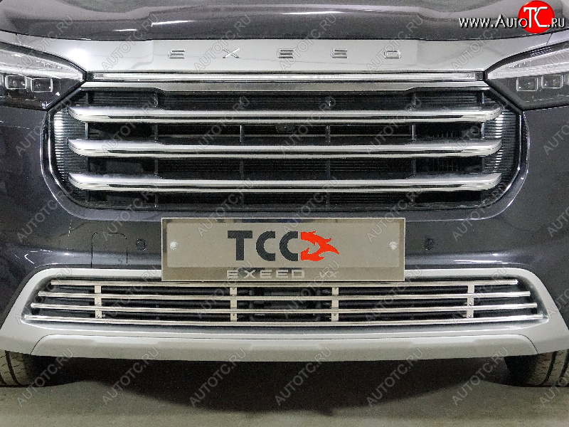 5 999 р. Декоративная вставка переднего бампера (без круиз-контроля) ТСС Тюнинг  EXEED VX (2020-2023) дорестайлинг (d 12 мм)  с доставкой в г. Кемерово
