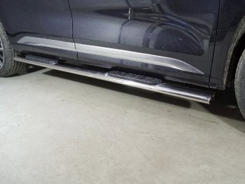 Пороги овальные с накладкой 120x60 мм ТСС Тюнинг EXEED VX дорестайлинг (2020-2023) (серые)