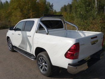 Защита кузова (для кузова) d 76,1 мм со светодиодной фарой ТСС Тюнинг Fiat Fullback (2016-2018) (нержавейка)
