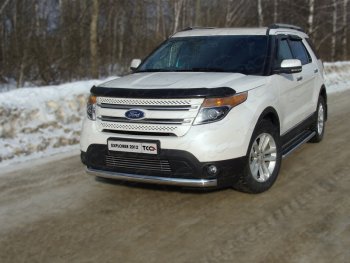 20 699 р. Защита переднего бампера кенгурин 75*42 мм ТСС Тюнинг  Ford Explorer  U502 (2010-2016) дорестайлинг (нержавейка)  с доставкой в г. Кемерово. Увеличить фотографию 1