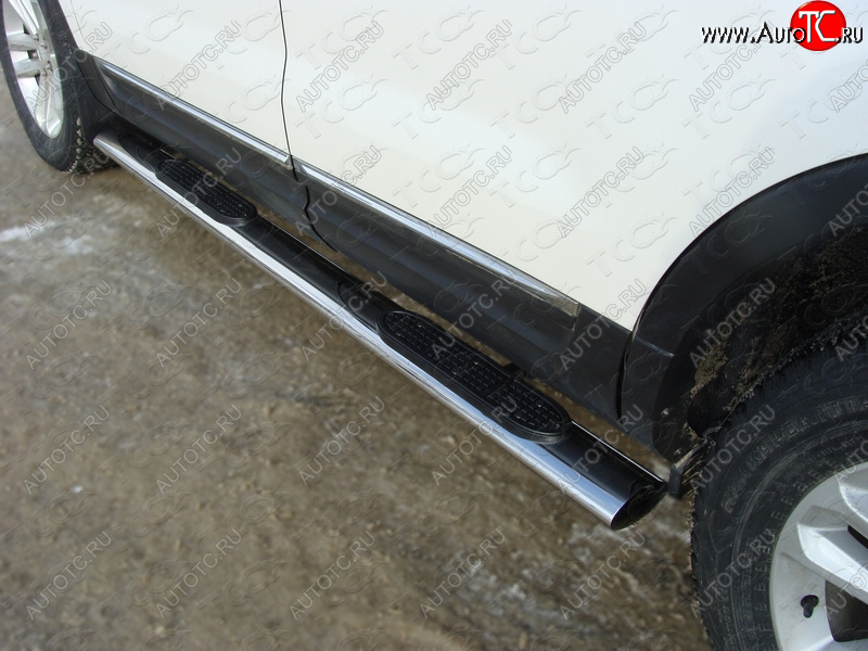 43 949 р. Пороги овальные с накладкой 120x60 мм ТСС Тюнинг Ford Explorer U502 дорестайлинг (2010-2016) (серые )  с доставкой в г. Кемерово