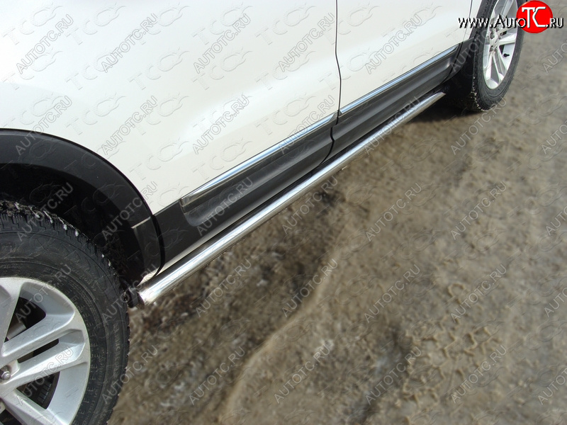 23 549 р. Защита порогов труба d60,3 мм ТСС Тюнинг Ford Explorer U502 дорестайлинг (2010-2016) (серые)  с доставкой в г. Кемерово