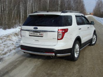 Защита задняя (уголки овальные, нержавейка 75х42 мм) ТСС Тюнинг Ford Explorer U502 дорестайлинг (2010-2016) ()