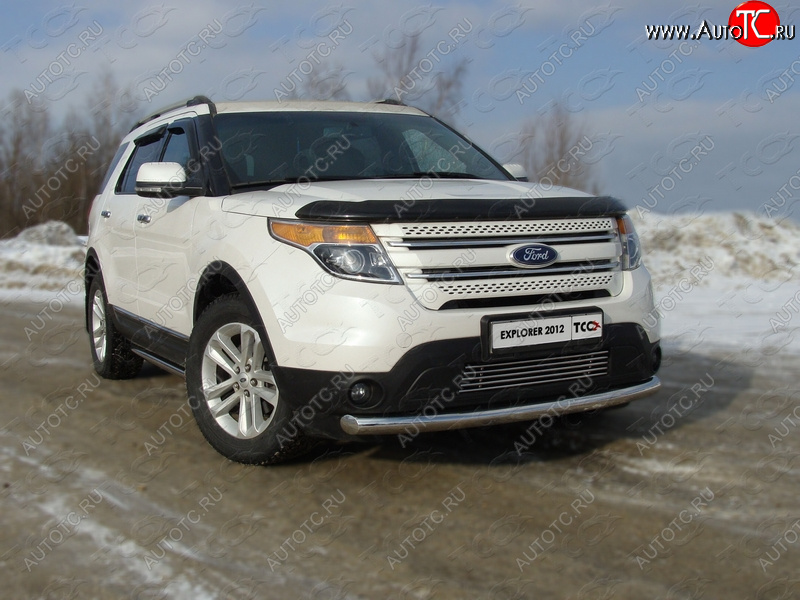 20 599 р. Защита переднего бампера нижняя 76,1 мм ТСС Тюнинг  Ford Explorer  U502 (2010-2016) дорестайлинг (нержавейка)  с доставкой в г. Кемерово