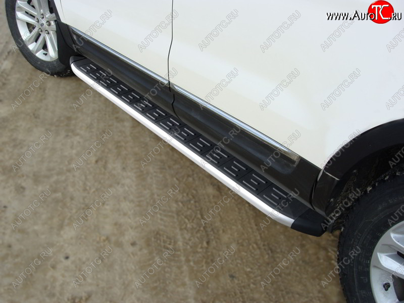 20 599 р. Пороги алюминиевые с пластиковой накладкой ТСС Тюнинг Ford Explorer U502 дорестайлинг (2010-2016) (серые)  с доставкой в г. Кемерово
