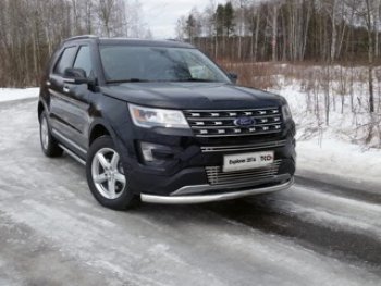 Защита переднего бампера нижняя 76,1 мм ТСС Тюнинг Ford Explorer  U502 (2015-2018) 1-ый рестайлинг, 5 дв. (нержавейка)