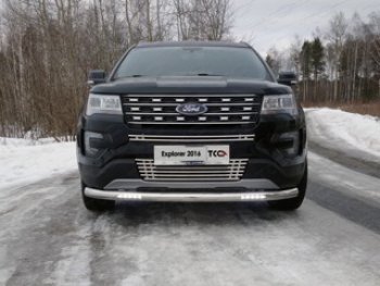 39 749 р. Защита переднего бампера нижняя с ДХО 76,1 мм ТСС Тюнинг  Ford Explorer  U502 (2015-2018) 1-ый рестайлинг, 5 дв. (нержавейка)  с доставкой в г. Кемерово. Увеличить фотографию 1