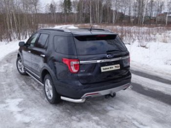 Защита задняя (уголки, нержавейка 76,1 мм) ТСС Тюнинг Ford Explorer  U502 (2015-2018) 1-ый рестайлинг, 5 дв.