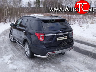 23 549 р. Защита задняя (уголки, нержавейка 76,1 мм) ТСС Тюнинг  Ford Explorer  U502 (2015-2018) 1-ый рестайлинг, 5 дв.  с доставкой в г. Кемерово